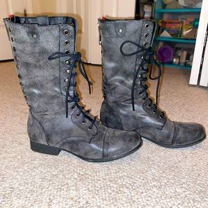 Grey Lace Up Boots